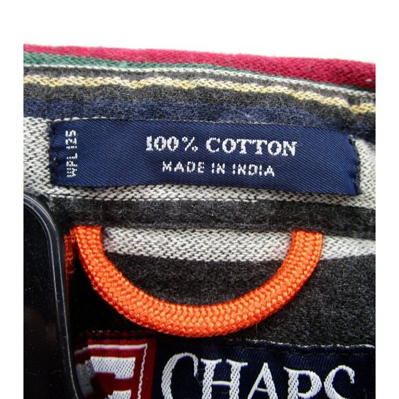 VINTAGE Ralph Lauren Chaps Shirt Large Red Flannel Button Up Striped - Picture 10 of 11